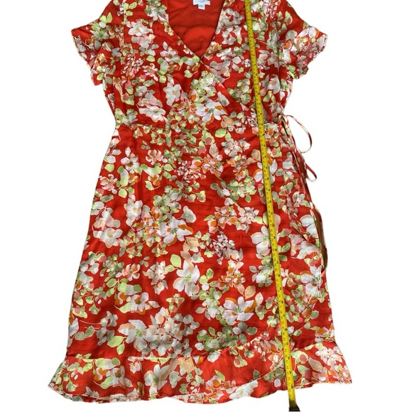 J.Jill Red Floral Wrap Mini Short Sleeve dress size S - Picture 11 of 16